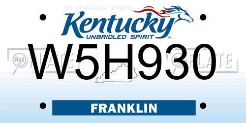 W5H930 Kentucky License Plate