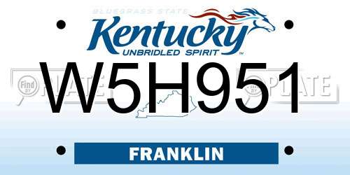W5H951 Kentucky License Plate