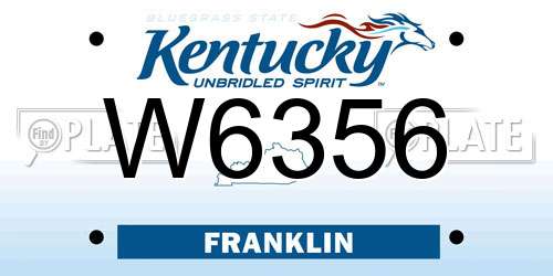 W6356 Kentucky License Plate