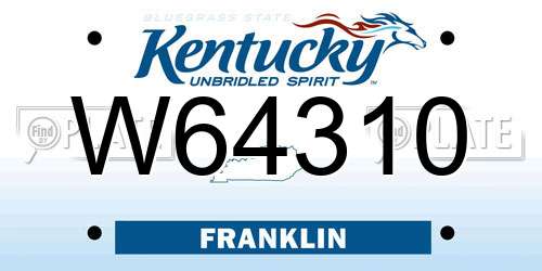 W64310 Kentucky License Plate