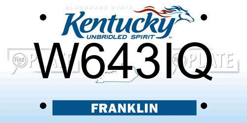W643IQ Kentucky License Plate