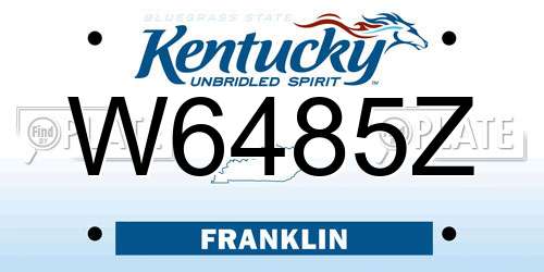 W6485Z Kentucky License Plate