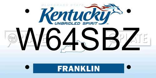 W64SBZ Kentucky License Plate