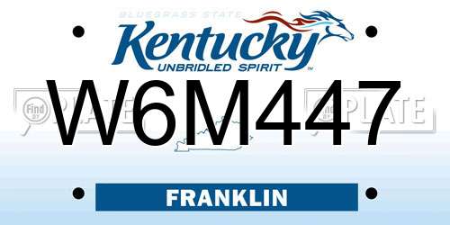 W6M447 Kentucky License Plate