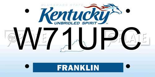 W71UPC Kentucky License Plate