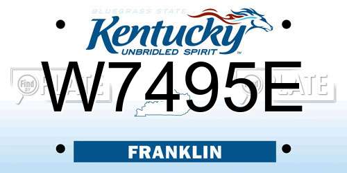 W7495E Kentucky License Plate