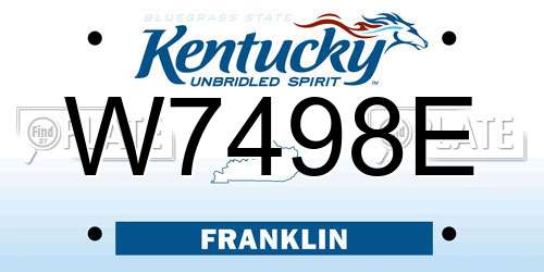 W7498E Kentucky License Plate