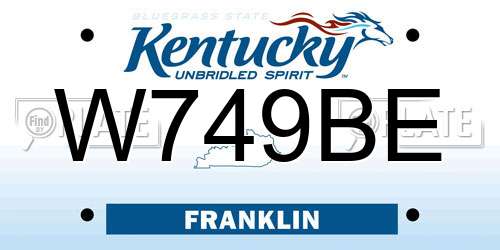 W749BE Kentucky License Plate