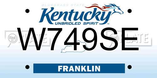 W749SE Kentucky License Plate