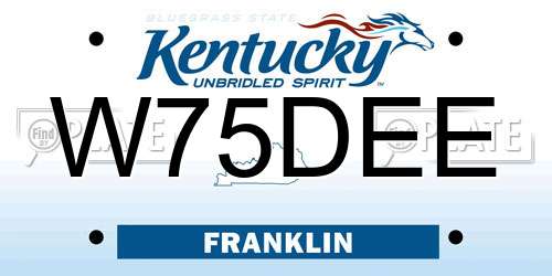 W75DEE Kentucky License Plate