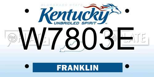 W7803E Kentucky License Plate
