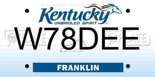W78DEE Kentucky License Plate