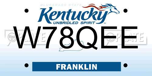W78QEE Kentucky License Plate