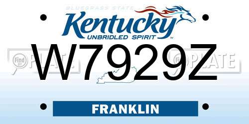 W7929Z Kentucky License Plate