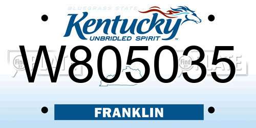 W805035 Kentucky License Plate