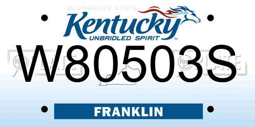 W80503S Kentucky License Plate