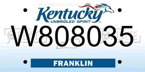 W808035 Kentucky License Plate