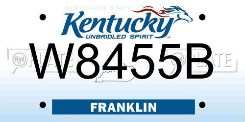 W8455B Kentucky License Plate