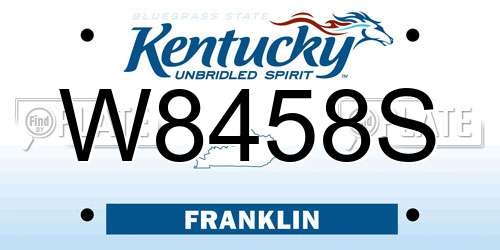 W8458S Kentucky License Plate