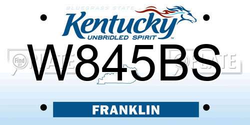 W845BS Kentucky License Plate