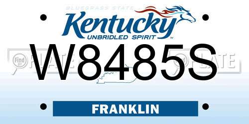 W8485S Kentucky License Plate