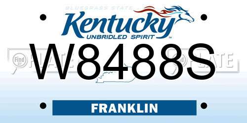 W8488S Kentucky License Plate