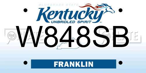 W848SB Kentucky License Plate