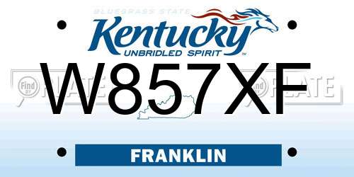W857XF Kentucky License Plate