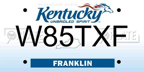 W85TXF Kentucky License Plate