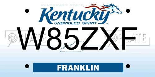 W85ZXF Kentucky License Plate