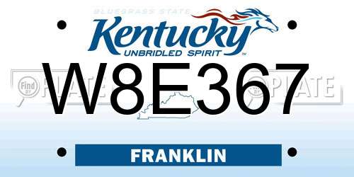 W8E367 Kentucky License Plate