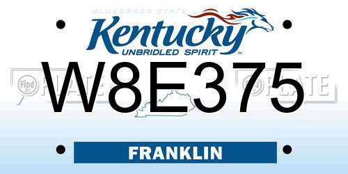 W8E375 Kentucky License Plate