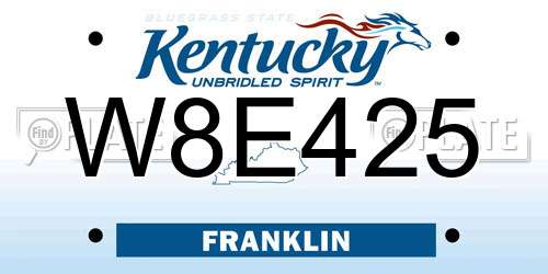 W8E425 Kentucky License Plate