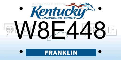 W8E448 license plate in KY state