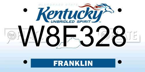 W8F328 Kentucky License Plate