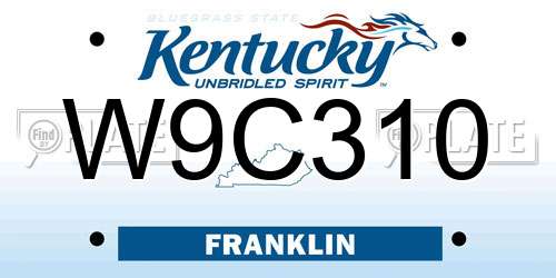W9C310 Kentucky License Plate