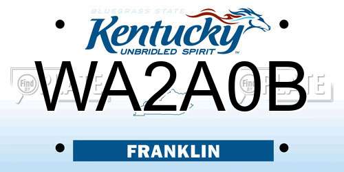 WA2A0B Kentucky License Plate