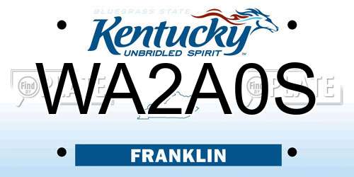 WA2A0S Kentucky License Plate