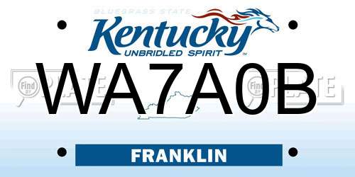 WA7A0B Kentucky License Plate