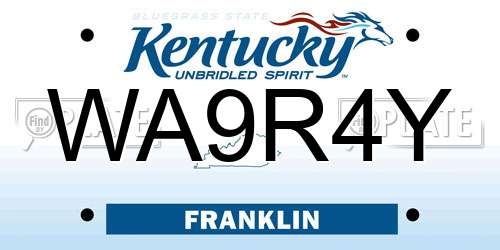 WA9R4Y Kentucky License Plate