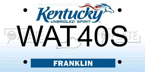 WAT40S Kentucky License Plate