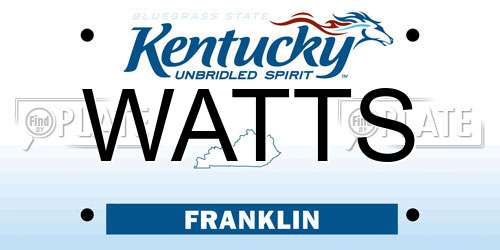 WATTS Kentucky License Plate