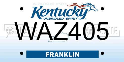 WAZ405 Kentucky License Plate
