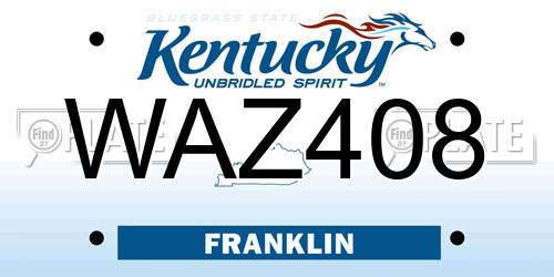WAZ408 Kentucky License Plate