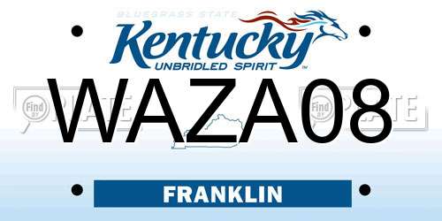 WAZA08 Kentucky License Plate