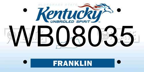 WB08035 Kentucky License Plate