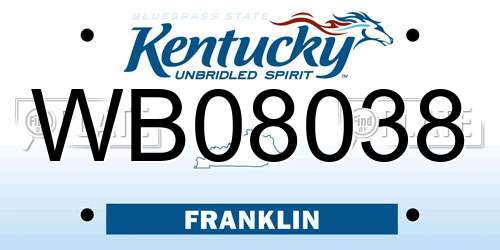 WB08038 Kentucky License Plate