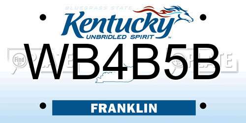 WB4B5B Kentucky License Plate