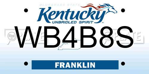WB4B8S Kentucky License Plate