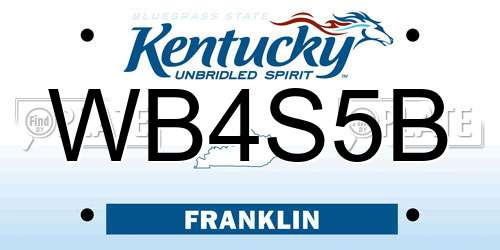 WB4S5B Kentucky License Plate